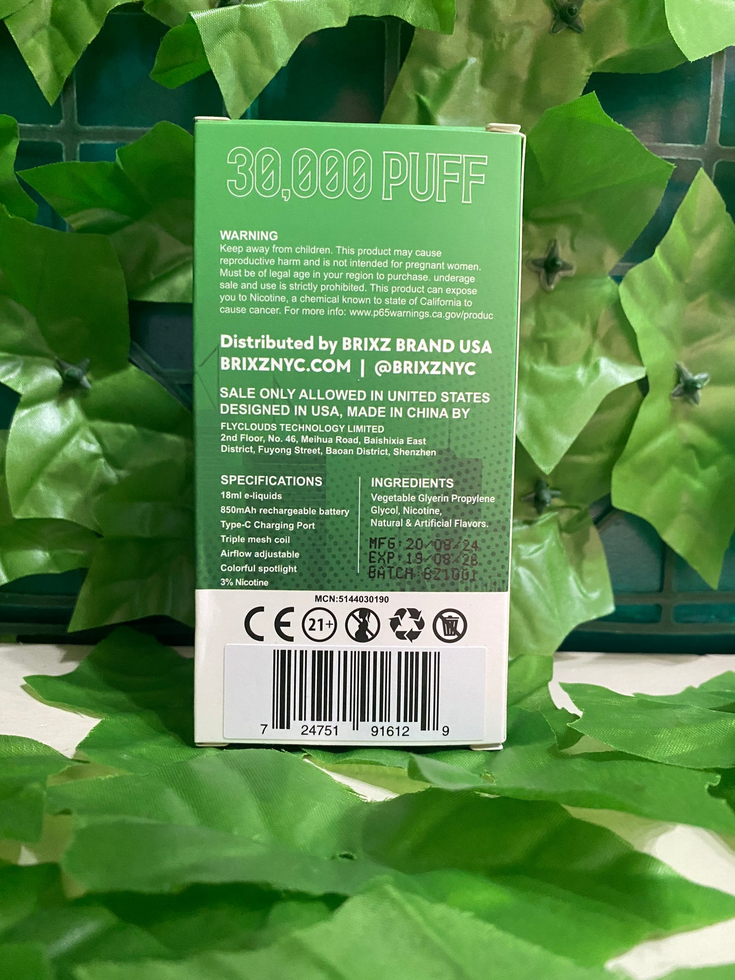 Vape BRIX Nicotina 30000 puffs
